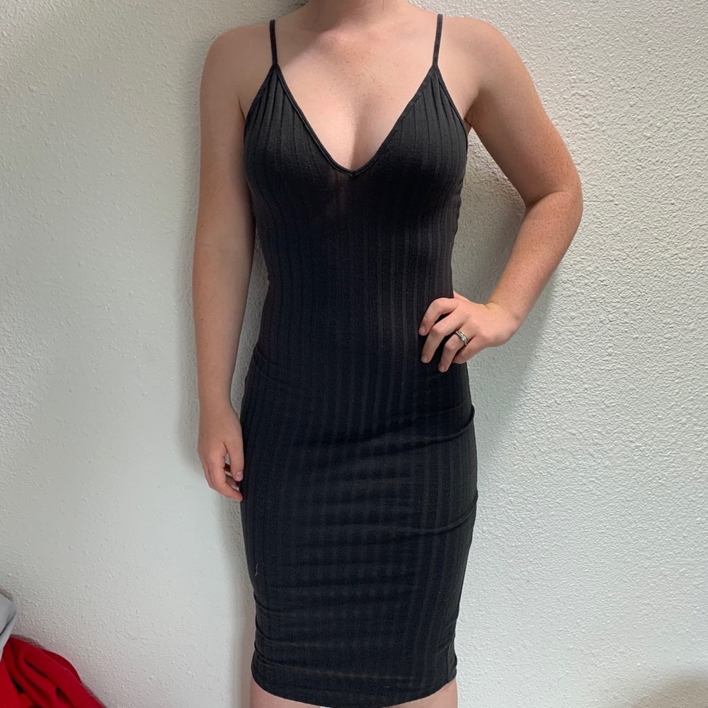 Black Ribbed Cocktail Dress